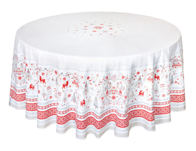 Round Tablecloth coated or cotton (Cervin. white/red)